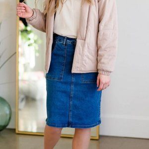 Patch Pocket Denim Skirt